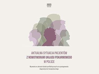Okładka raportu „Aktualna sytuacja pacjentów z nowotworami układu pokarmowego w Polsce”